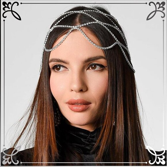 Rhinestone Head Chain Alloy Jewelry Bridal Wedding Accessories for Women